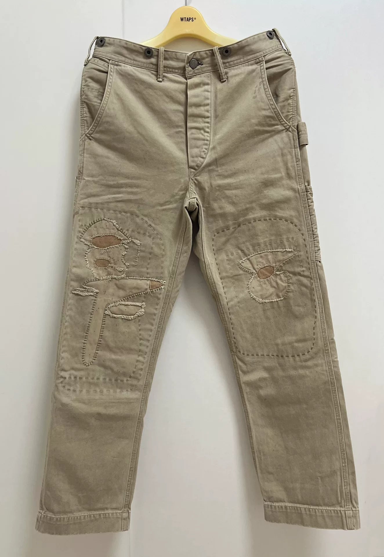 RRL Beige Patched Distressed Cargo Pants