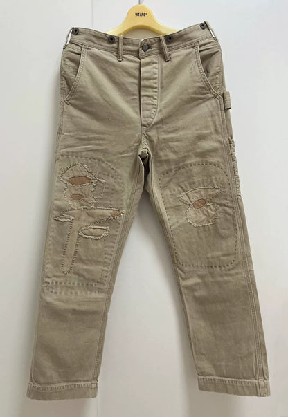 RRL Beige Patched Distressed Cargo Pants