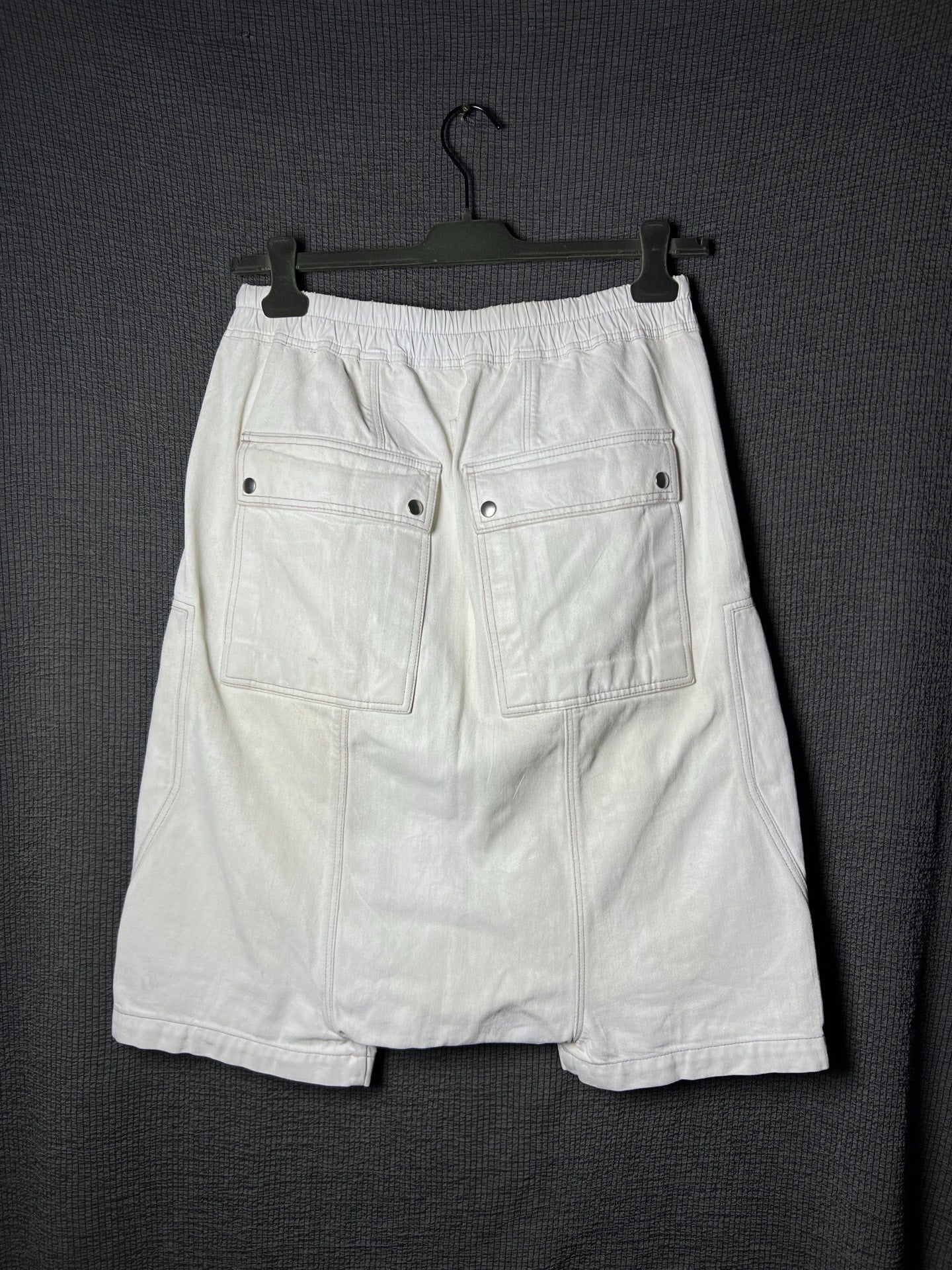 Rick Owens White Waxed Shorts