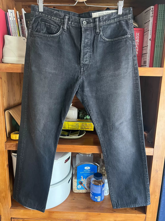 kapital black denim straight cut pants