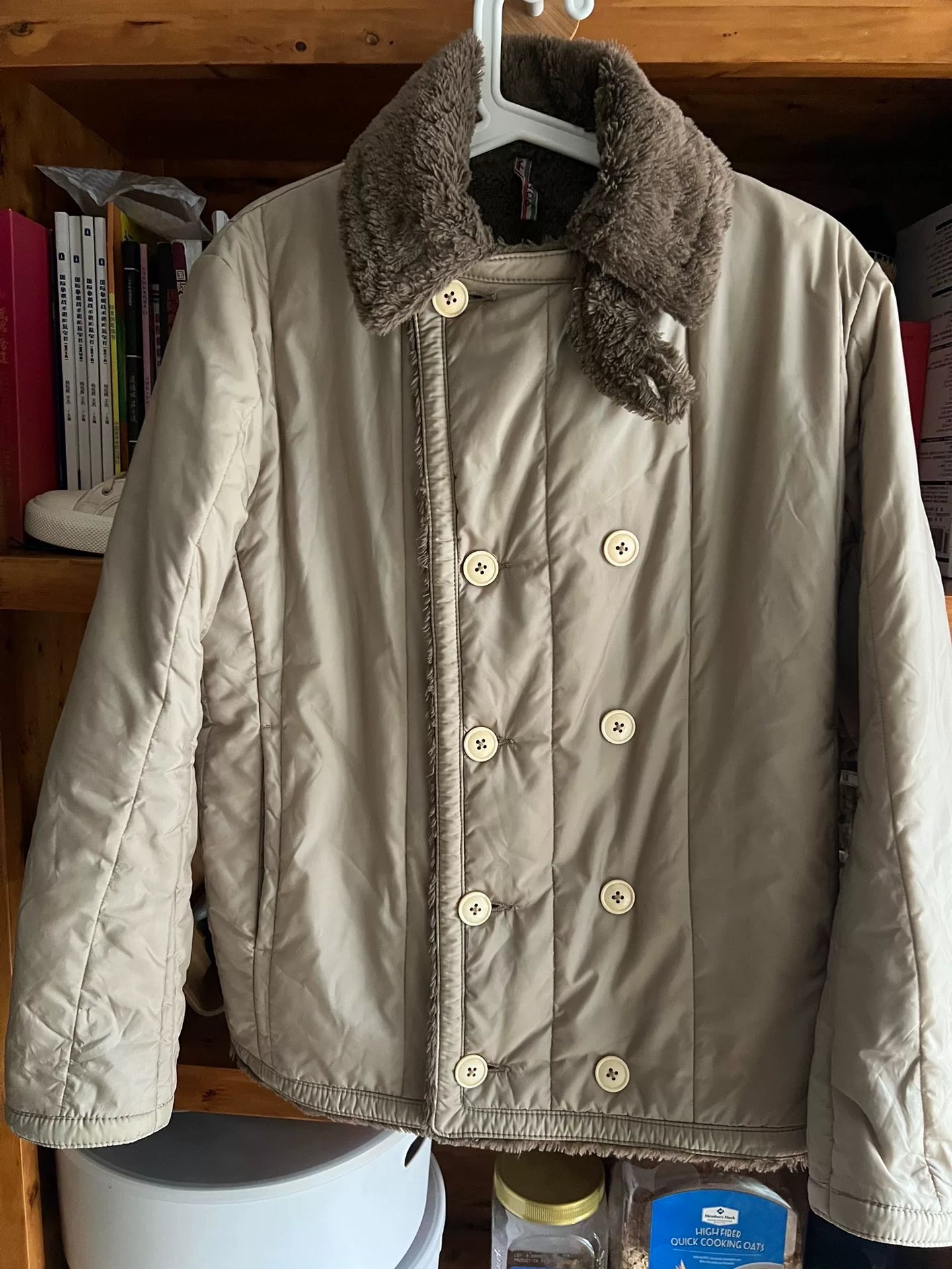 double-breasted cotton outerwear jacket