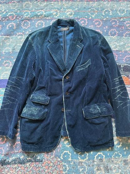 rrl blue denim corduroy blazer