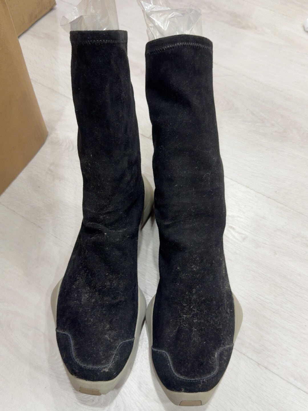 Rick Owens x Adidas Black Suede Boots