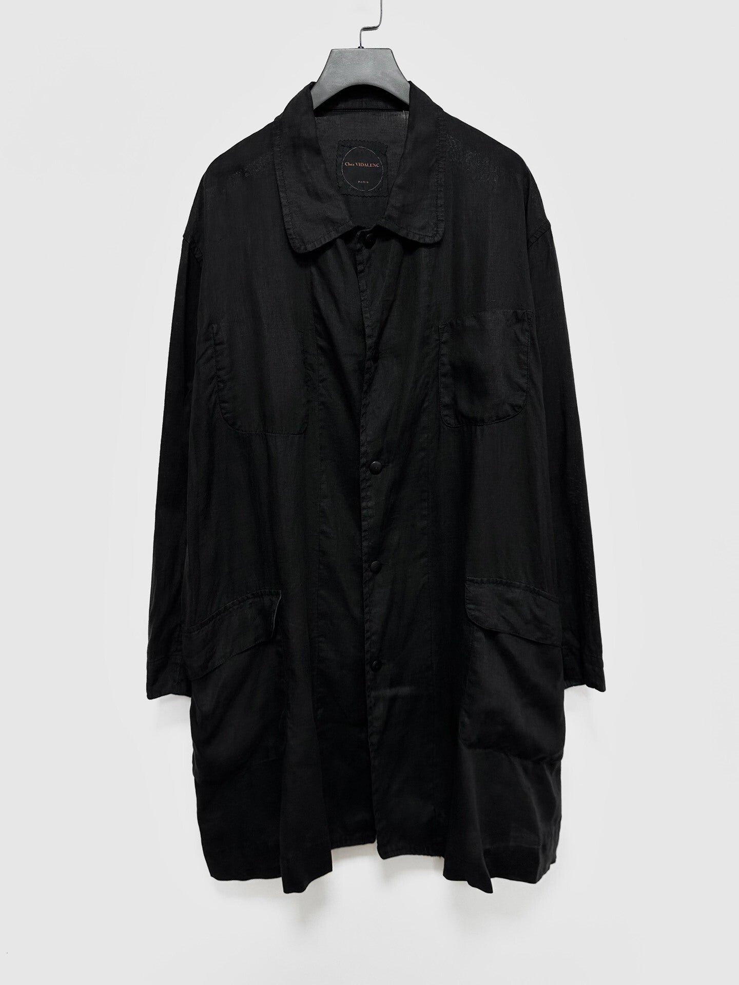 black linen oversized coat