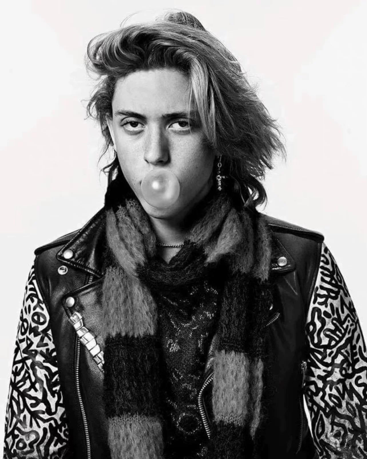 saint laurent graffiti leather jacket