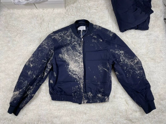 Maison Margiela Navy Paint Spatter Bomber Jacket
