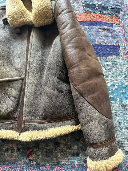 vintage ralph lauren shearling leather jacket