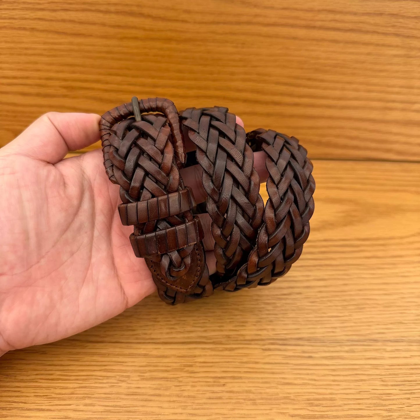 Vintage Handmade Leather Belt from Italy