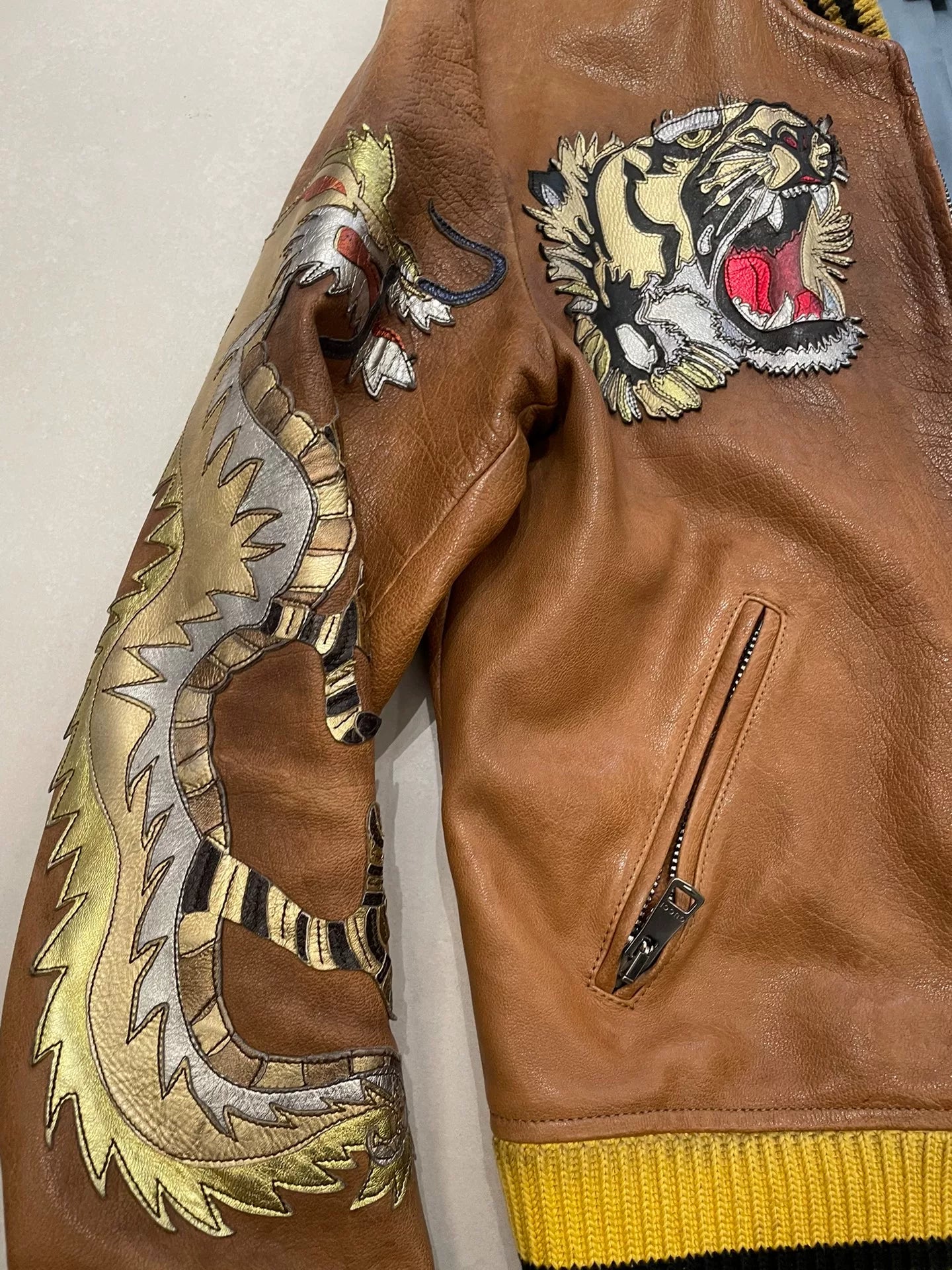 Gucci Embroidered Leather Jacket for Men