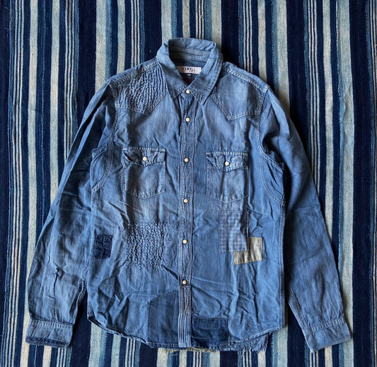 fdmtl patchwork denim shirt 5yr wash