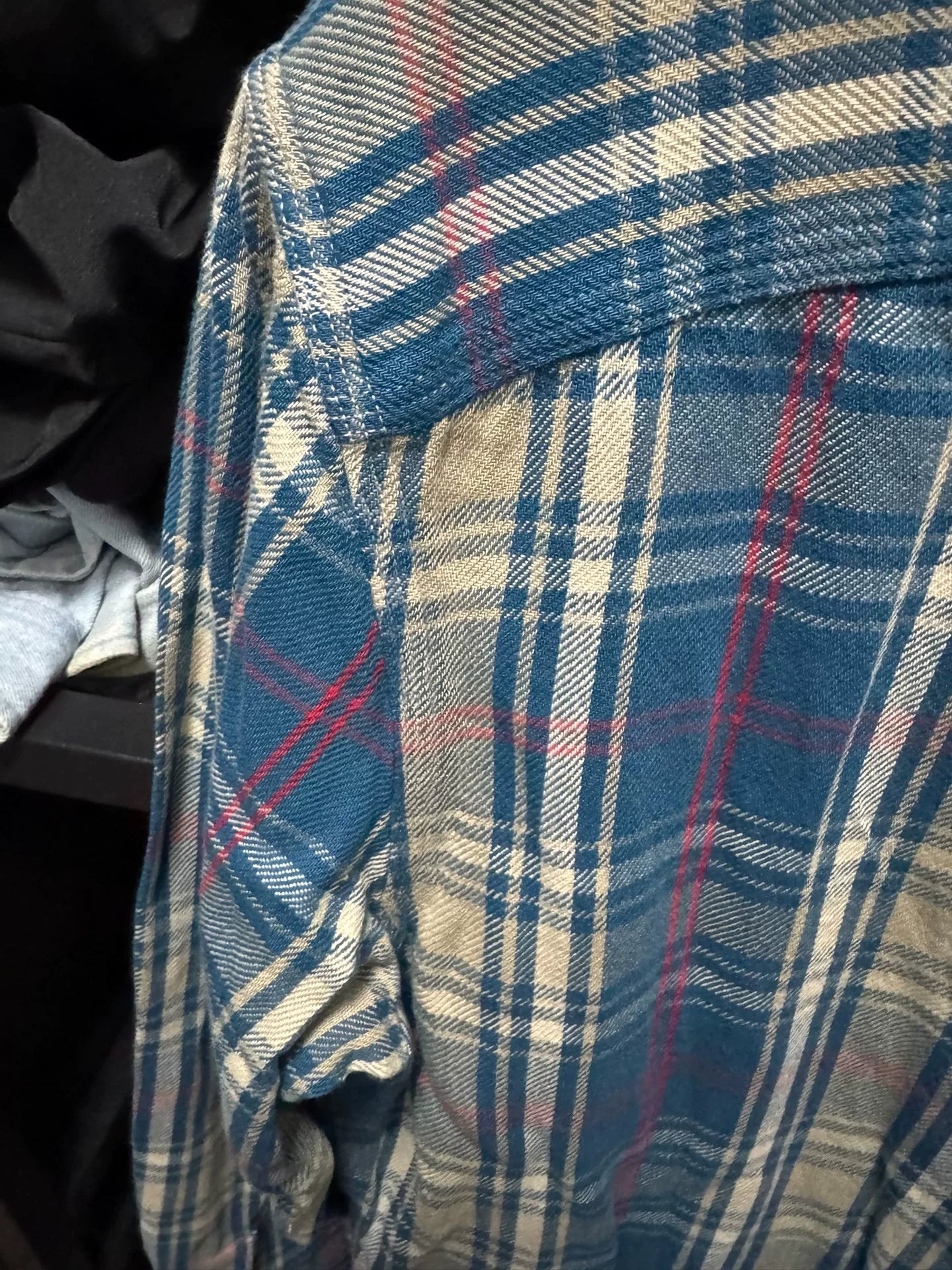 blue plaid long sleeve shirt