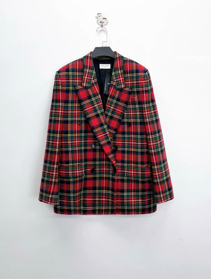 Saint Laurent FW23 Plaid Double-Breasted Blazer