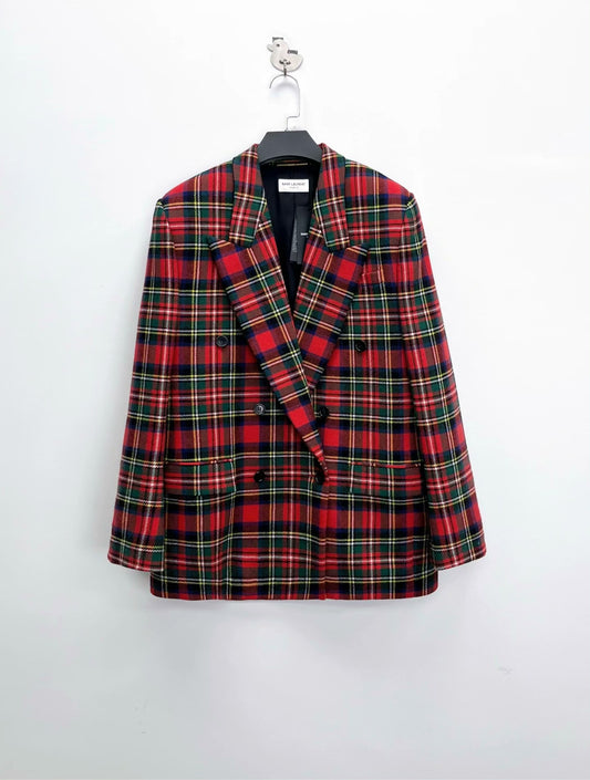 Saint Laurent FW23 Plaid Double-Breasted Blazer