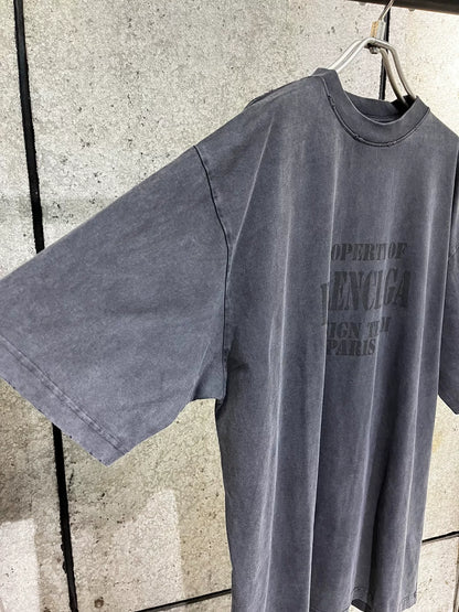 Balenciaga Design Team Black Distressed Tee M