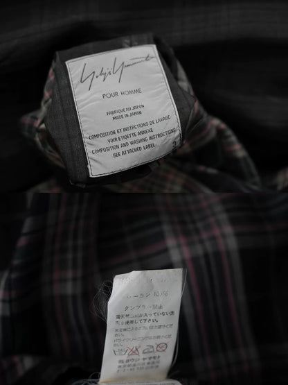 yohji yamamoto double-sided plaid long coat