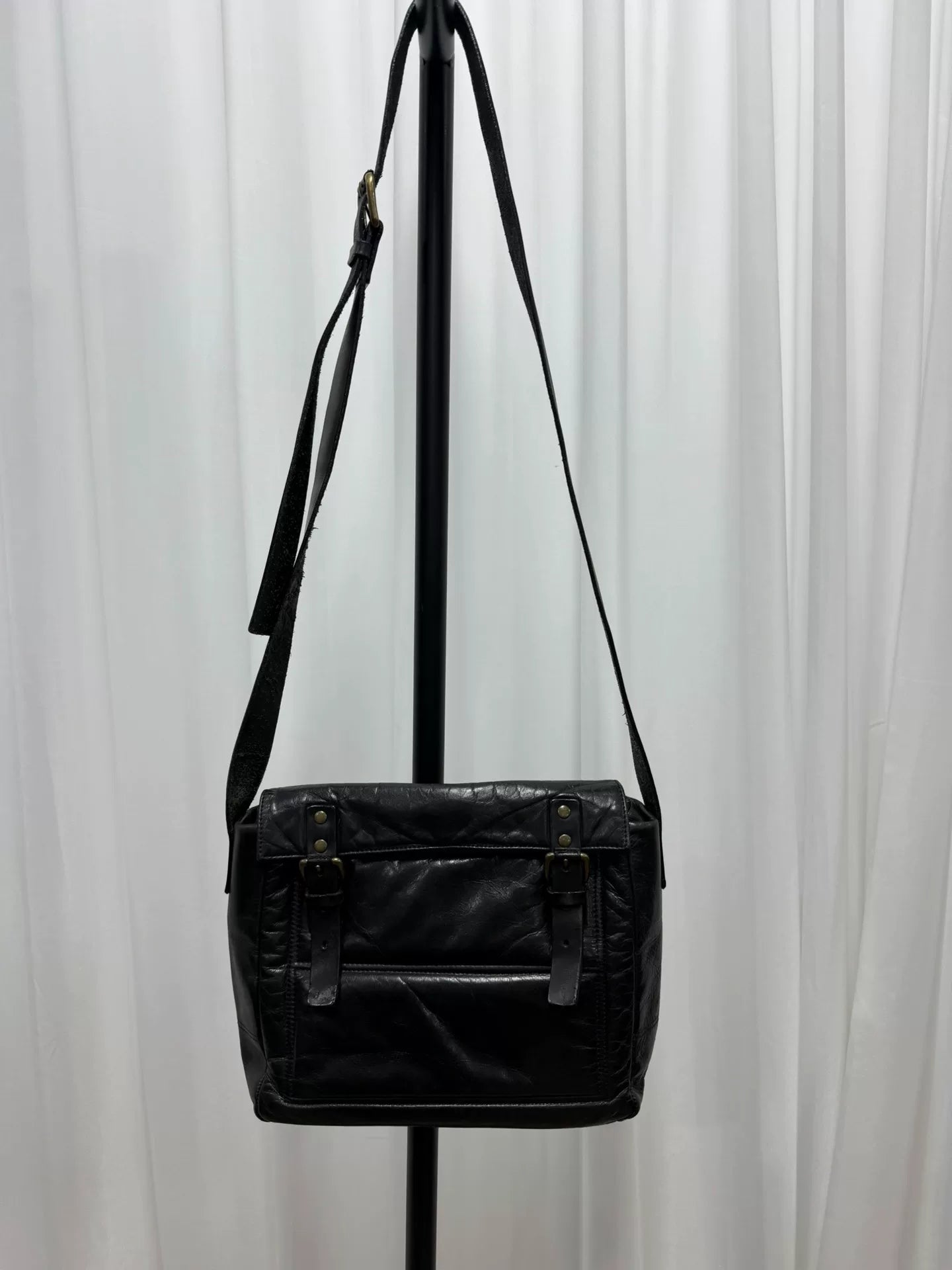 Dries Van Noten Waxed Leather Messenger Bag