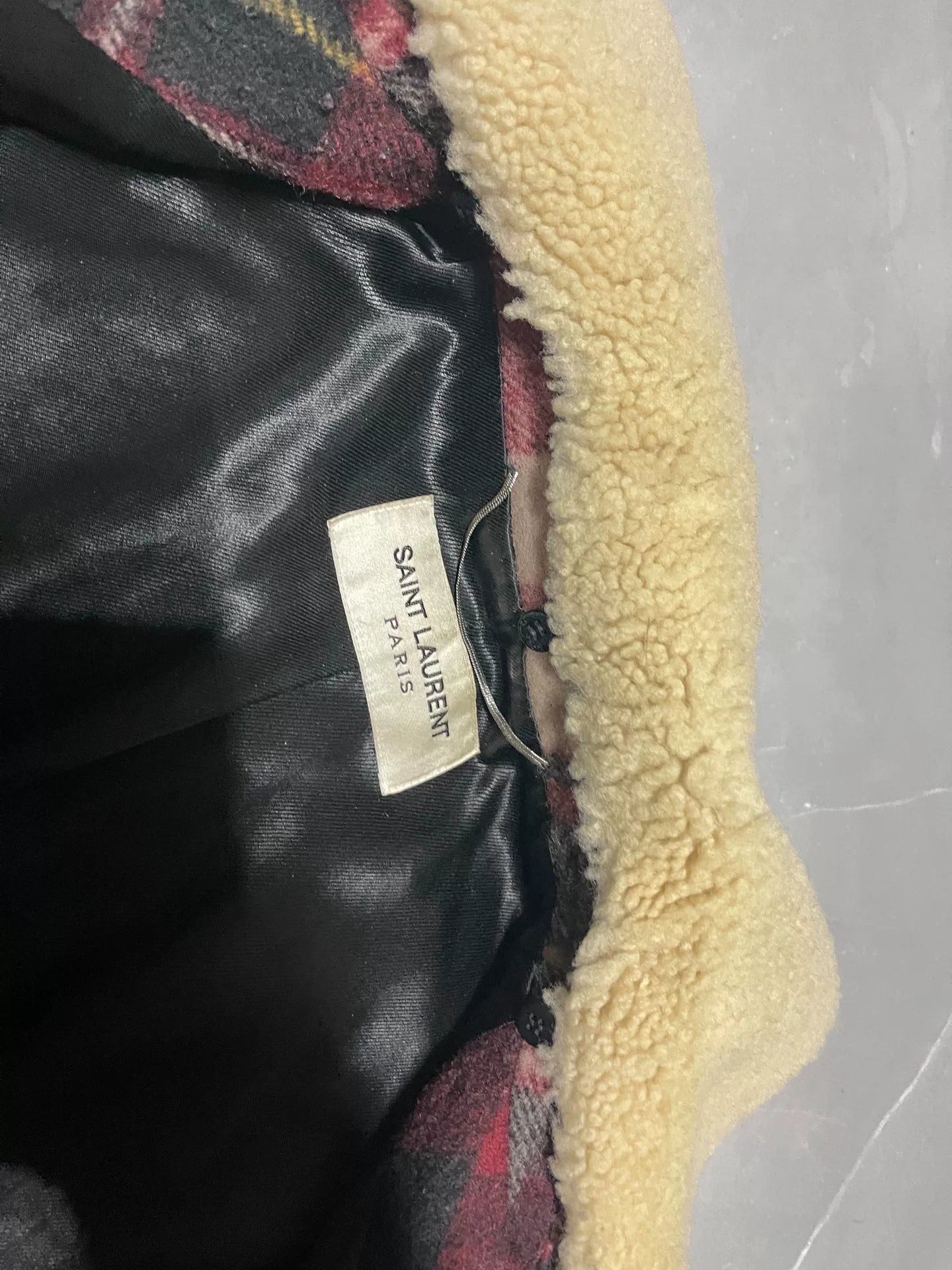 SAINT LAURENT Men's Wool Plaid Coat