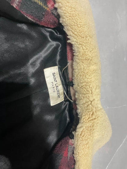 SAINT LAURENT Men's Wool Plaid Coat