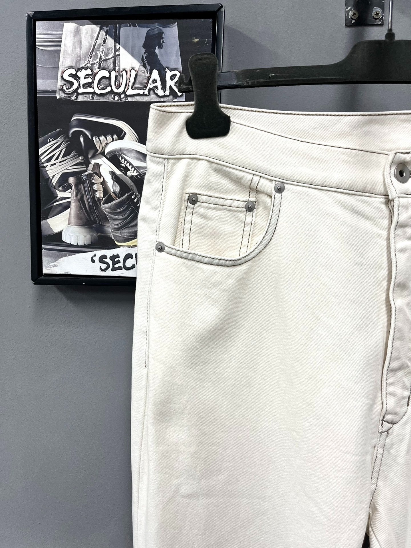 Rick Owens Bolan Bootcut White Jeans