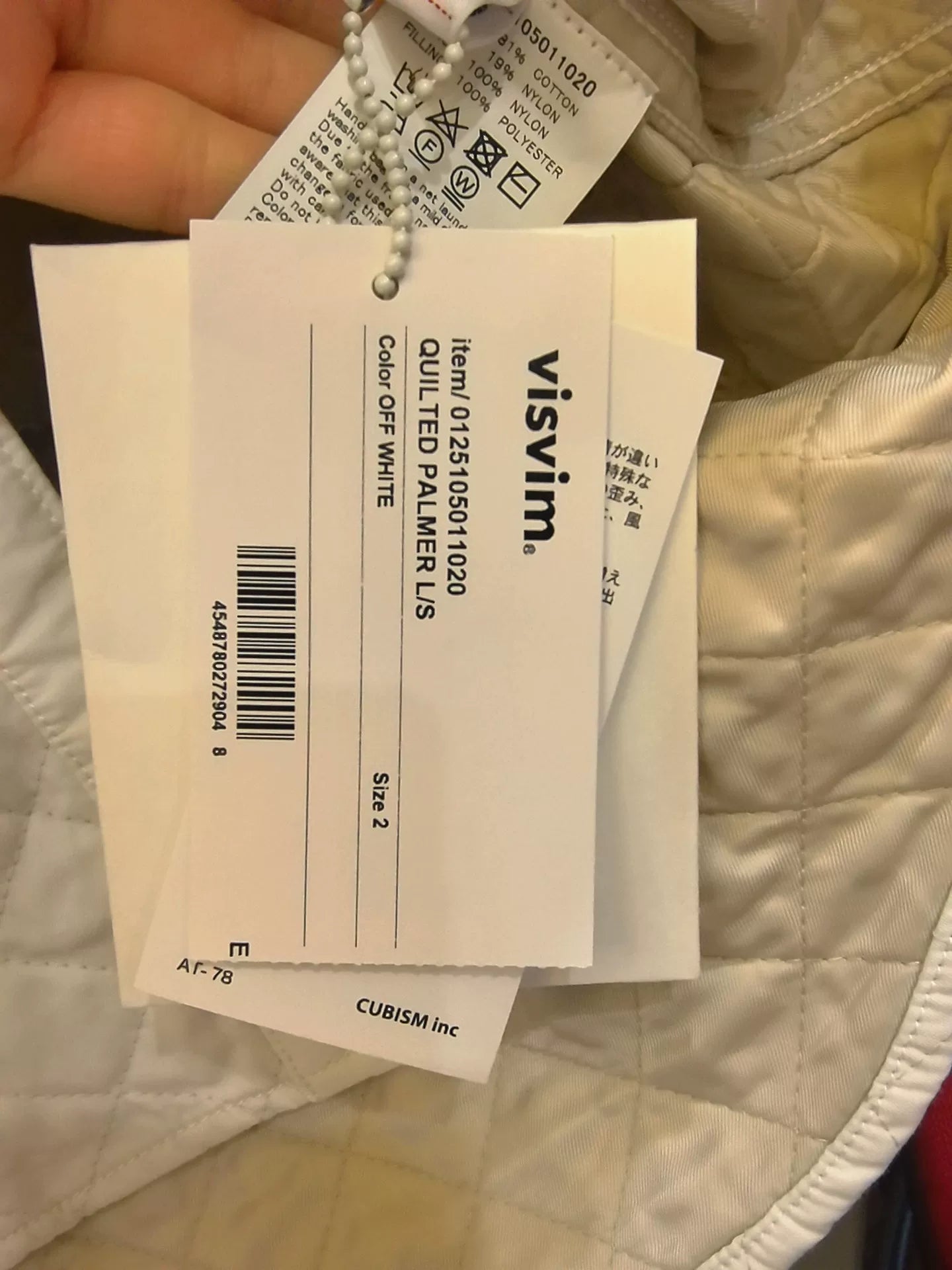 VISVIM Quilted Palmer LS Off White