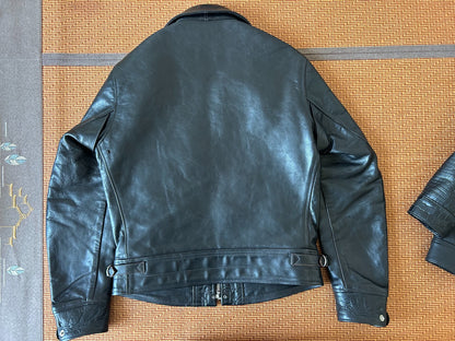 high-quality black leather jacket by freewheelers