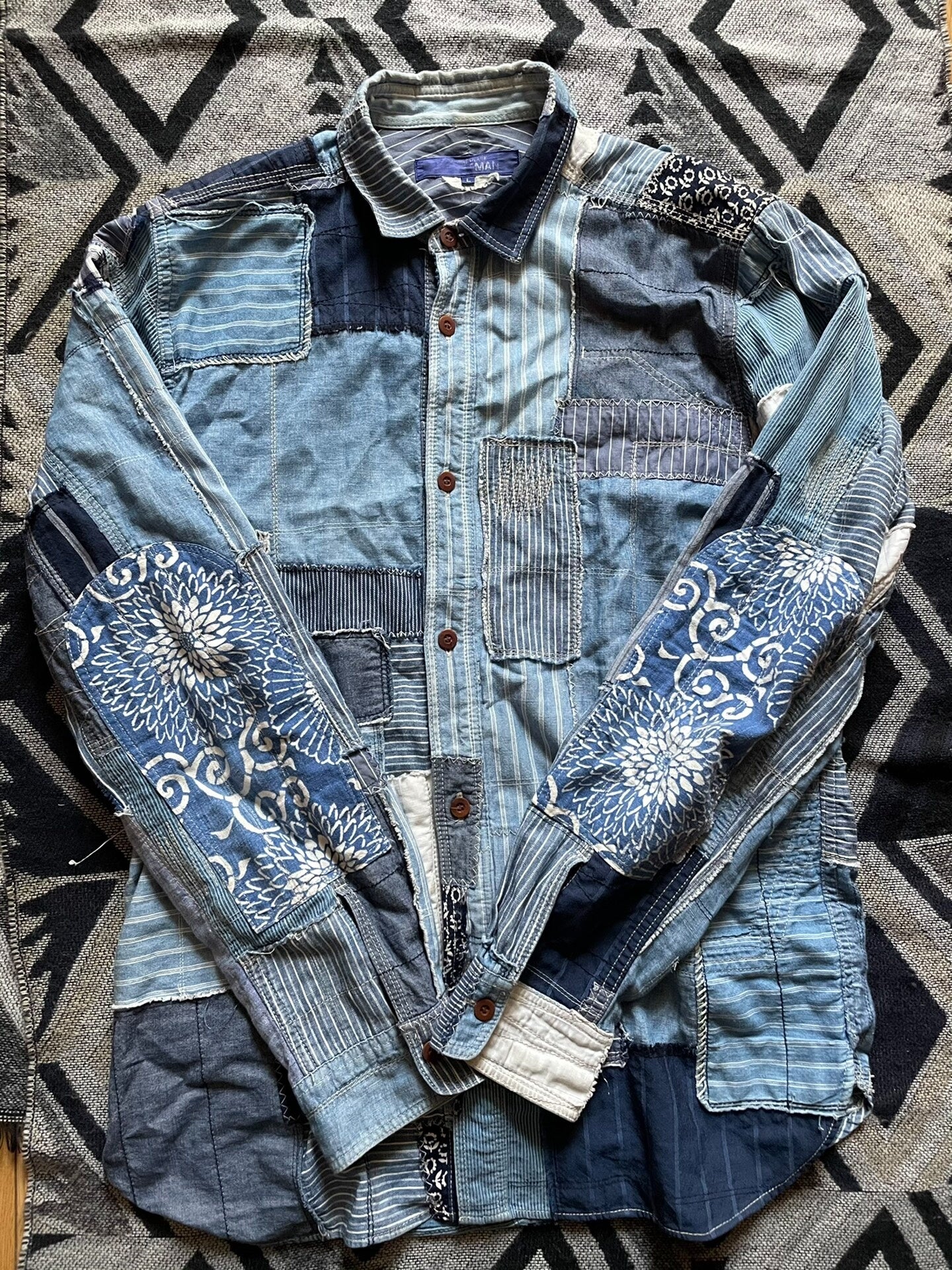 junya watanabe patchwork denim shirt