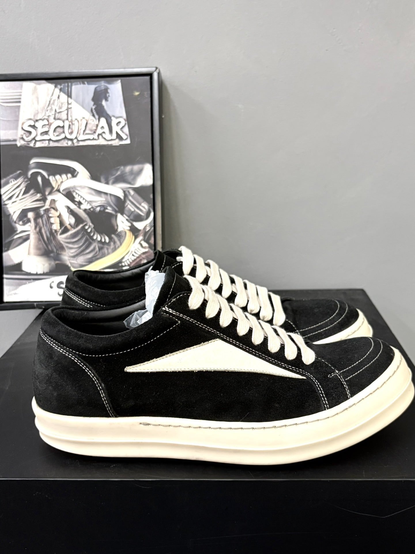 Rick Owens Main Line Black Suede Sneakers 41