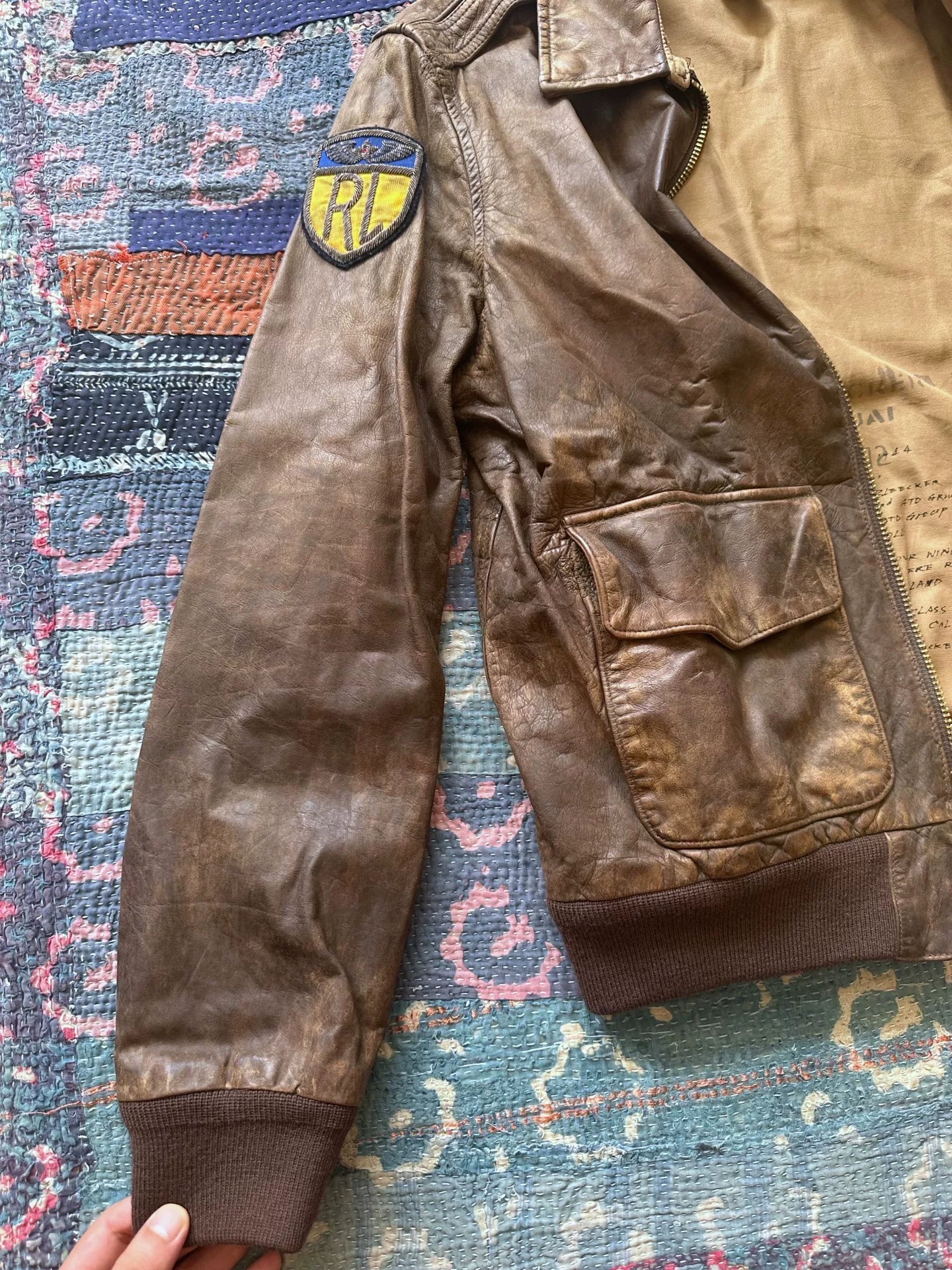 vintage ralph lauren distressed leather jacket