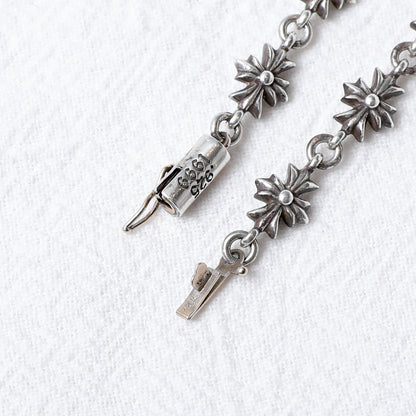 Chrome Hearts 925 Silver Tiny Cross Bracelet 11 Links