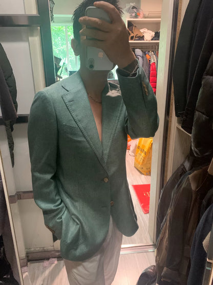 elegant light green silk suit jacket