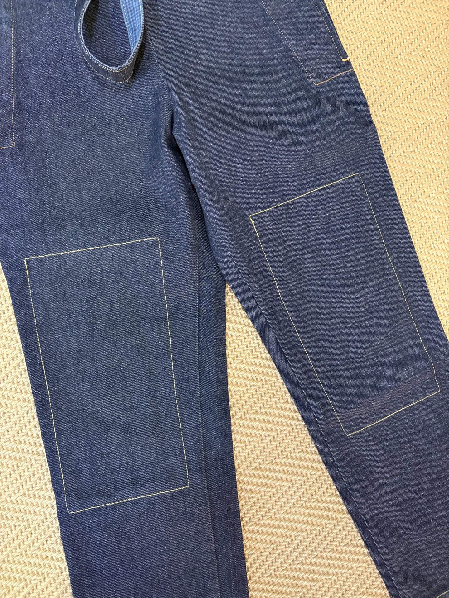 VISVIM Raw Denim Suspender Cropped Jeans
