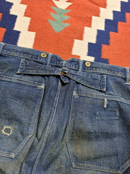 RRL Washed Distressed Gold Button Jeans