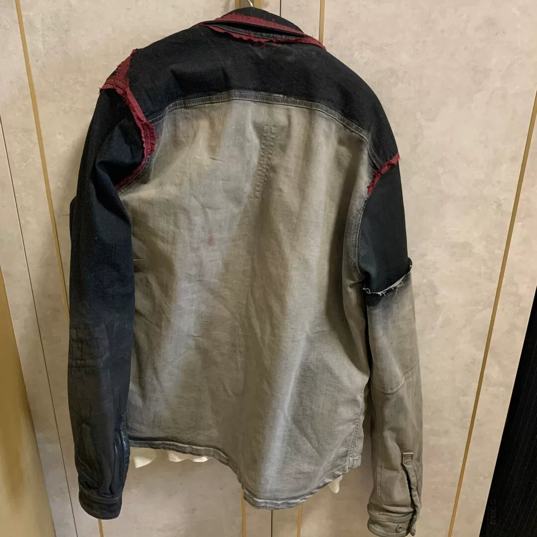 limited edition color block denim jacket