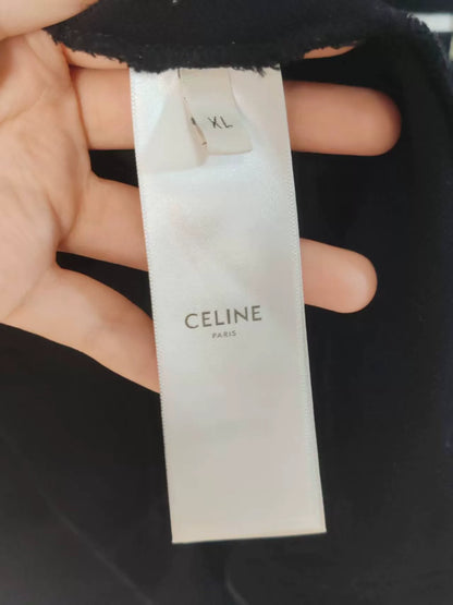 Celine Embroidered Logo Short Sleeve T-shirt