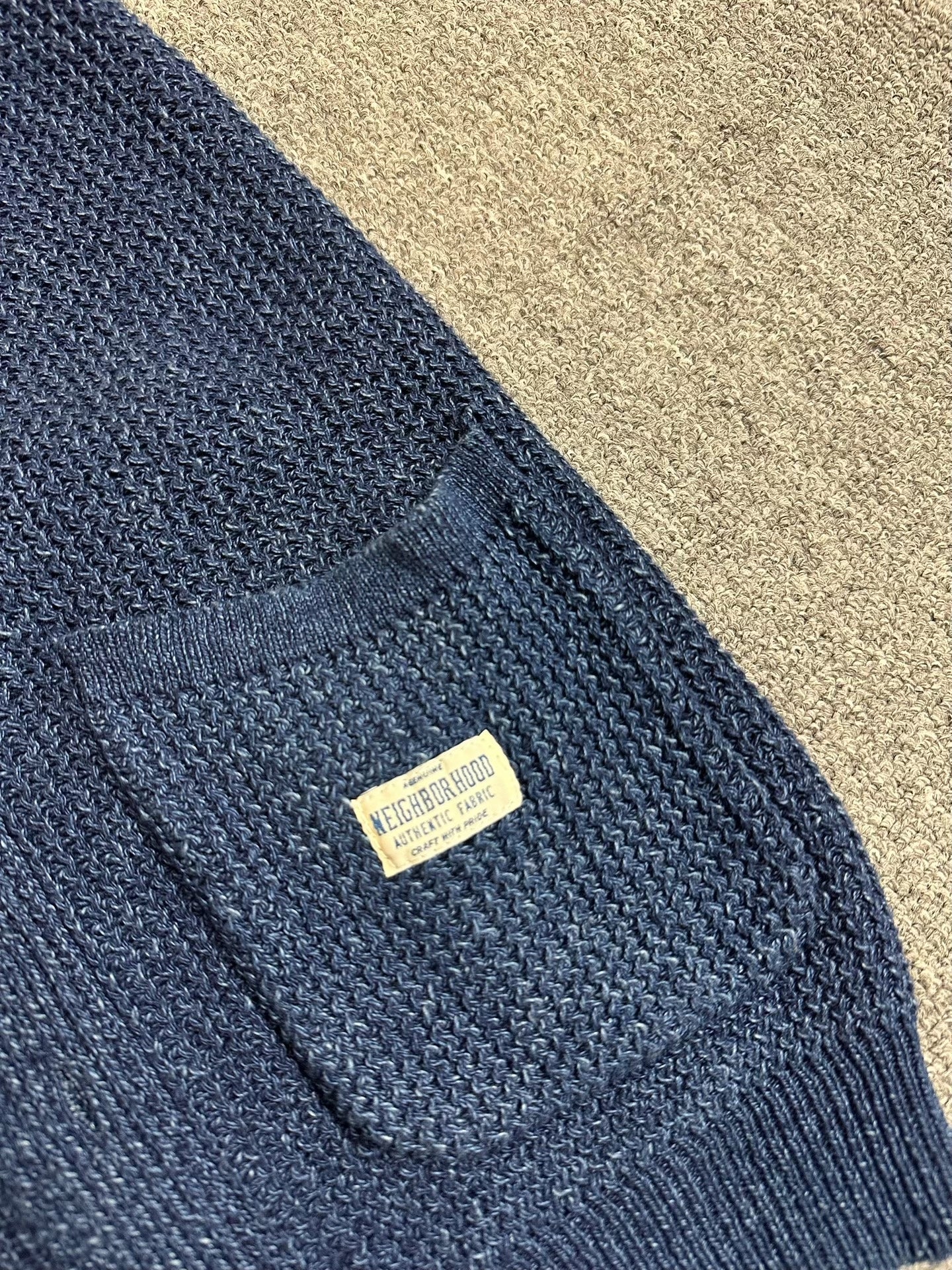 NEIGHBORHOOD Indigo Knit Shawl Collar Vest
