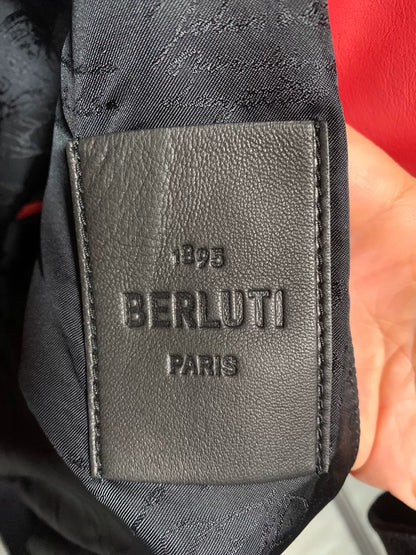 berluti red leather bomber jacket size 46