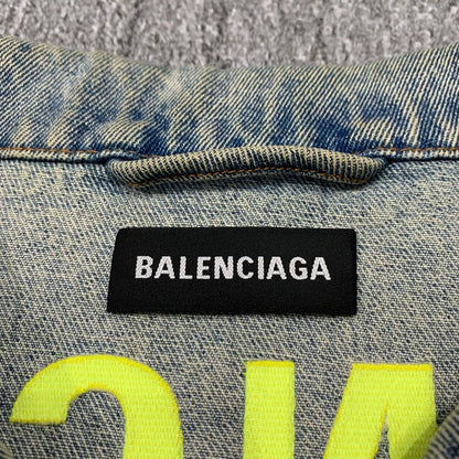 balenciaga logo washed denim jacket
