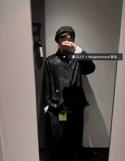 CLOT x Neighborhood Black Silk Jacket