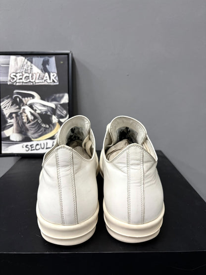 Rick Owens 17FW Milk White Leather Sneakers