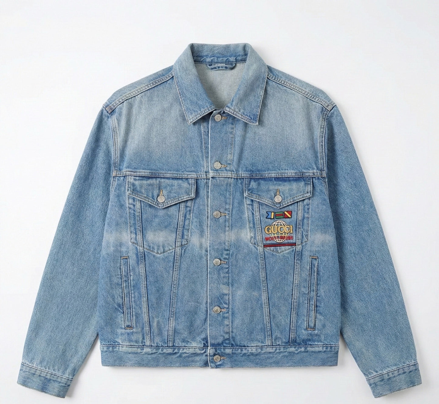 gucci vintage denim jacket with nautical patch