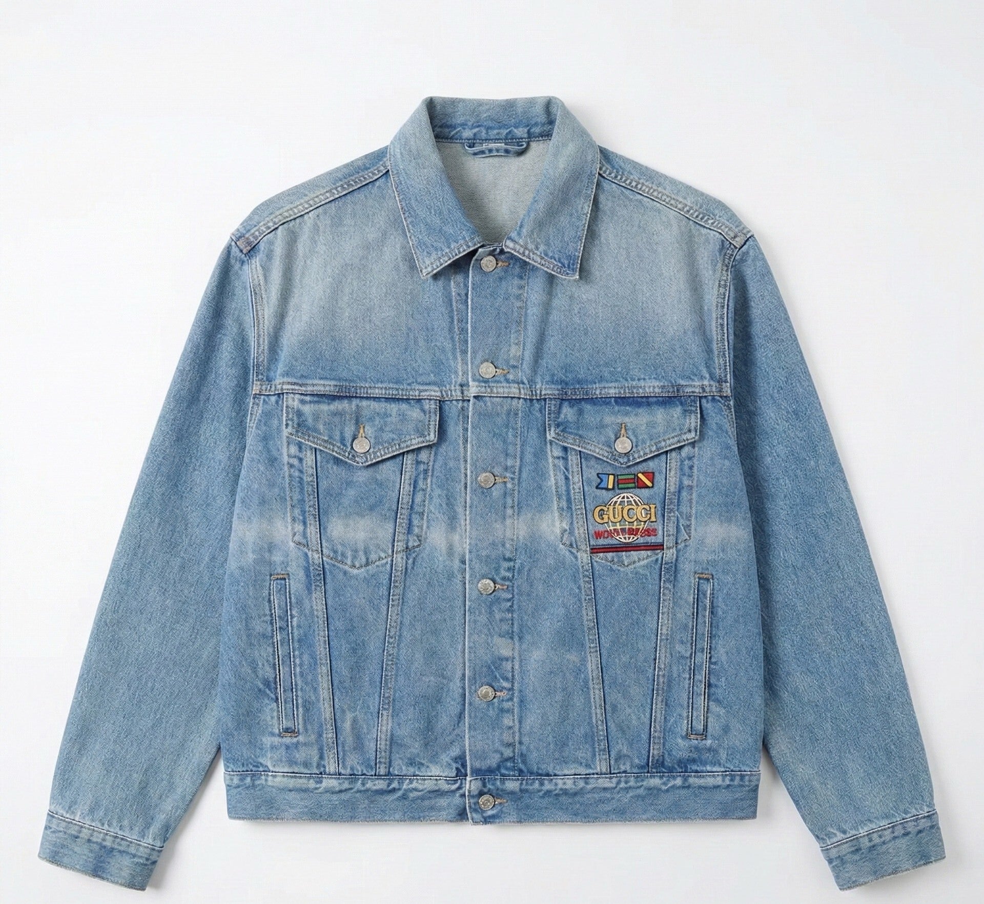gucci vintage denim jacket with nautical patch
