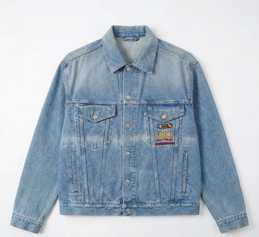 gucci vintage denim jacket with nautical patch