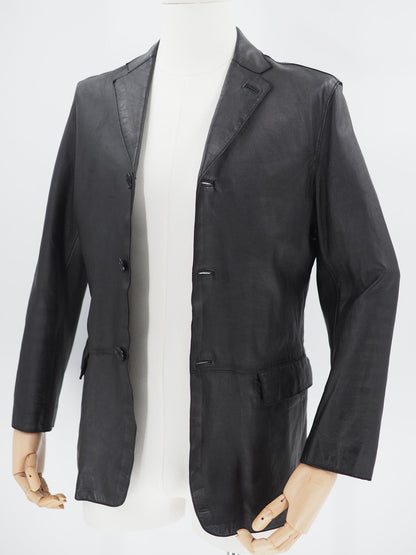 90s Gucci Black Leather Suit Jacket