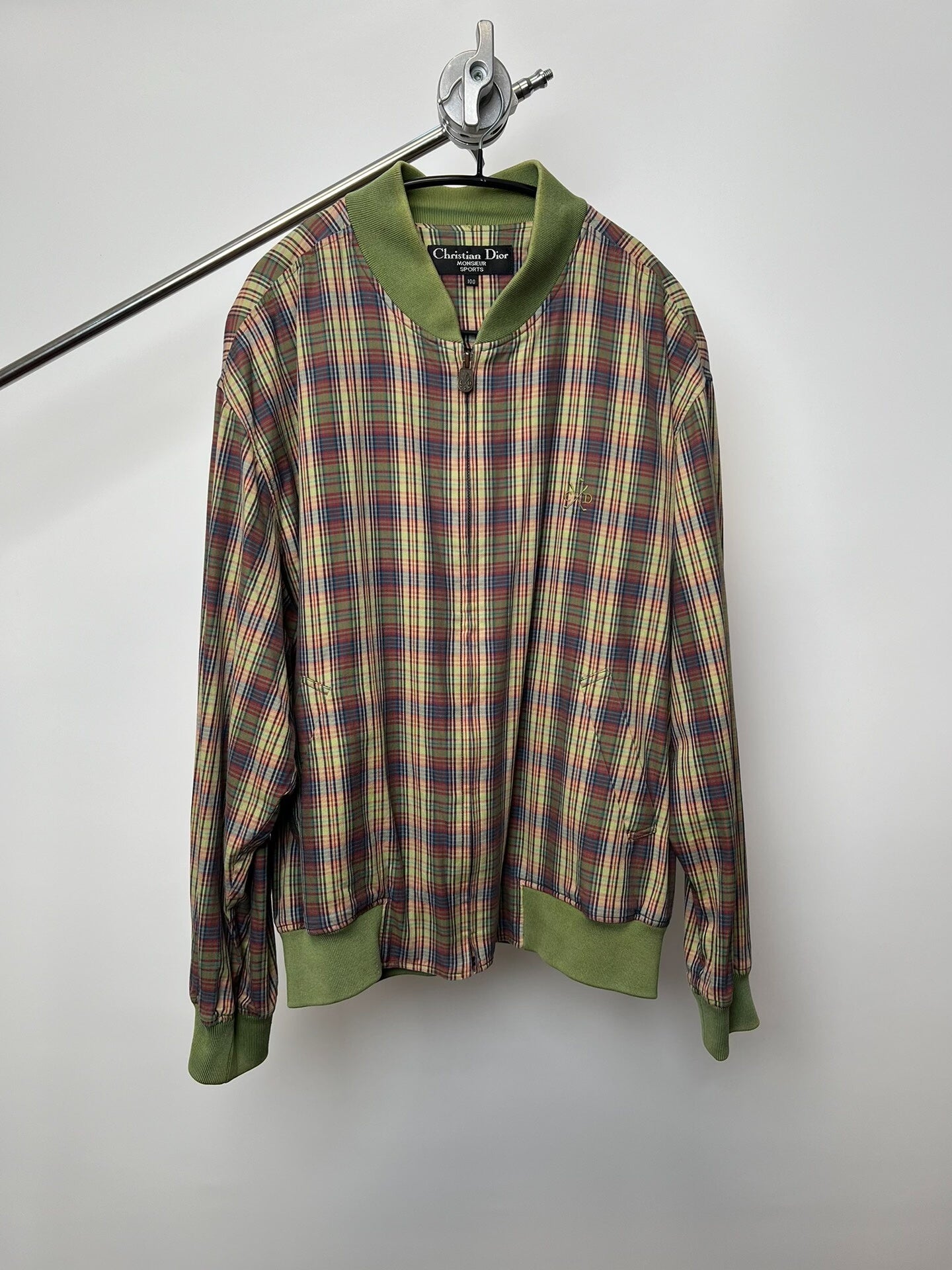 Christian Dior Green Plaid Zip Jacket
