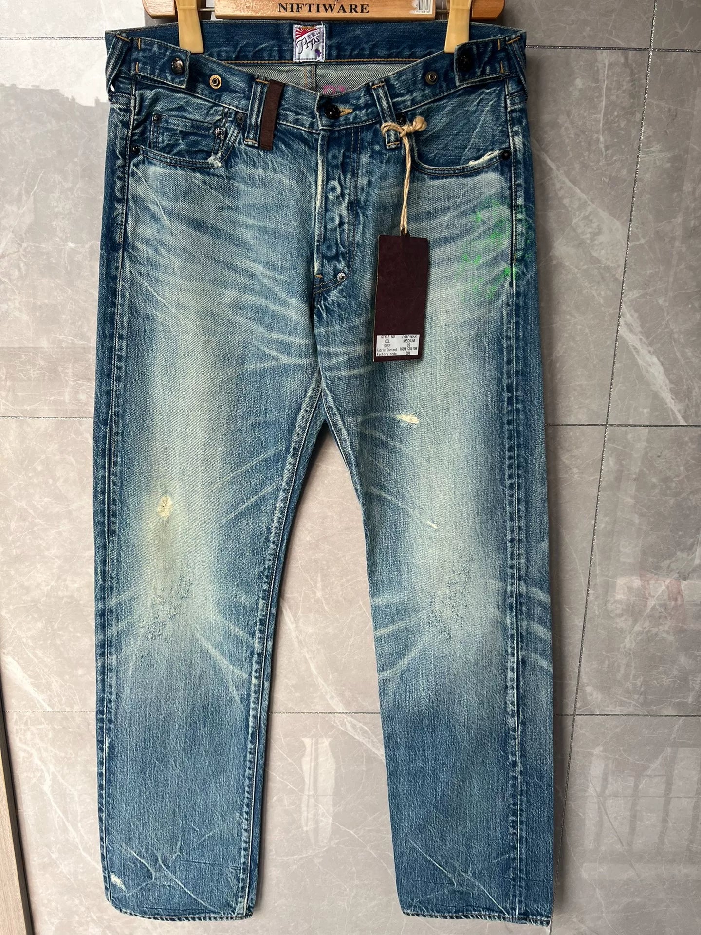 Blue Denim Sample Jeans with Distressing