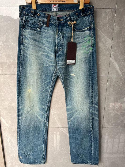 Blue Denim Sample Jeans with Distressing