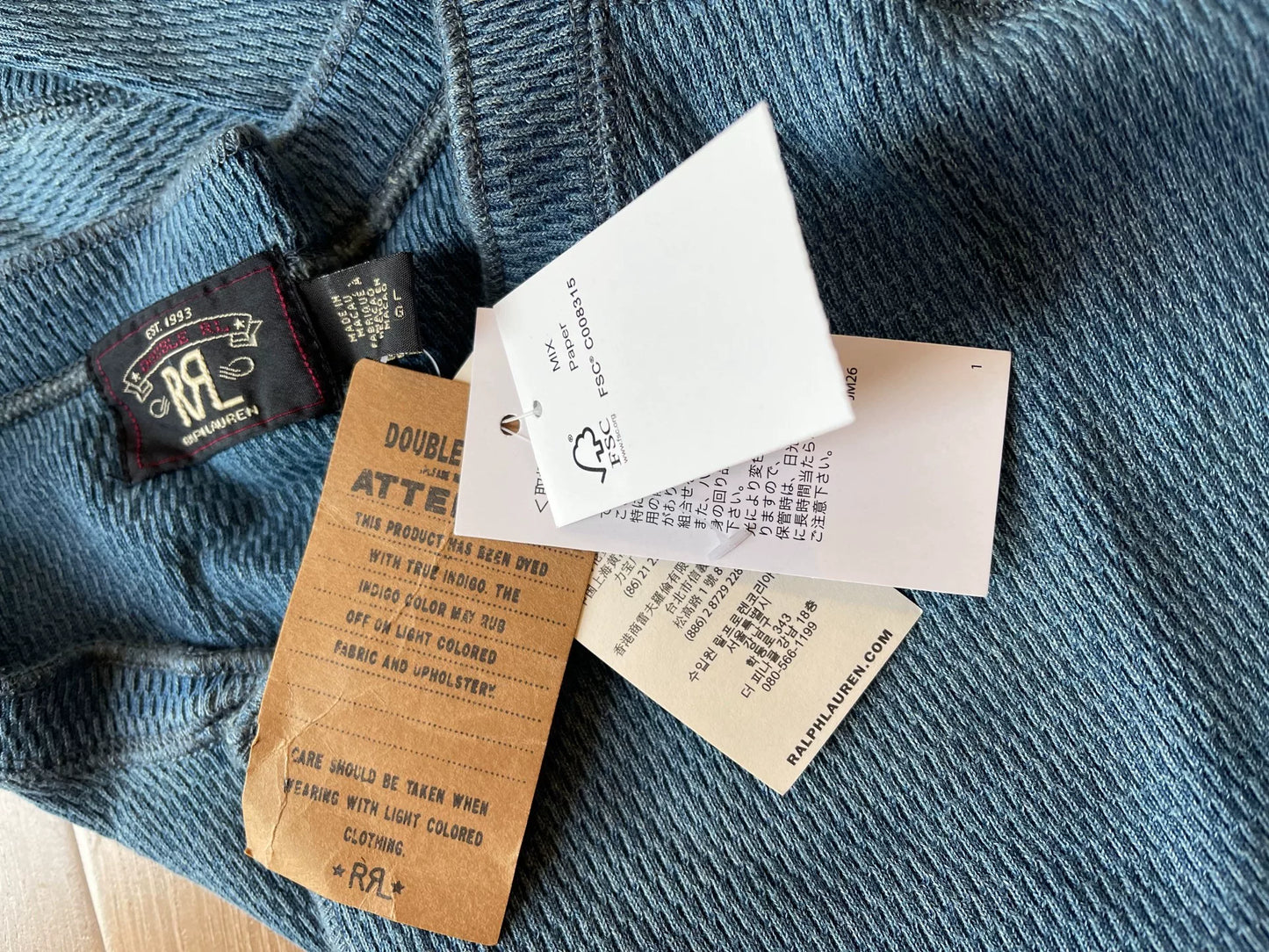 RRL Indigo Jersey Henry T-Shirt