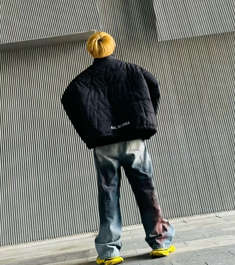 black logo padded coat by Balenciaga