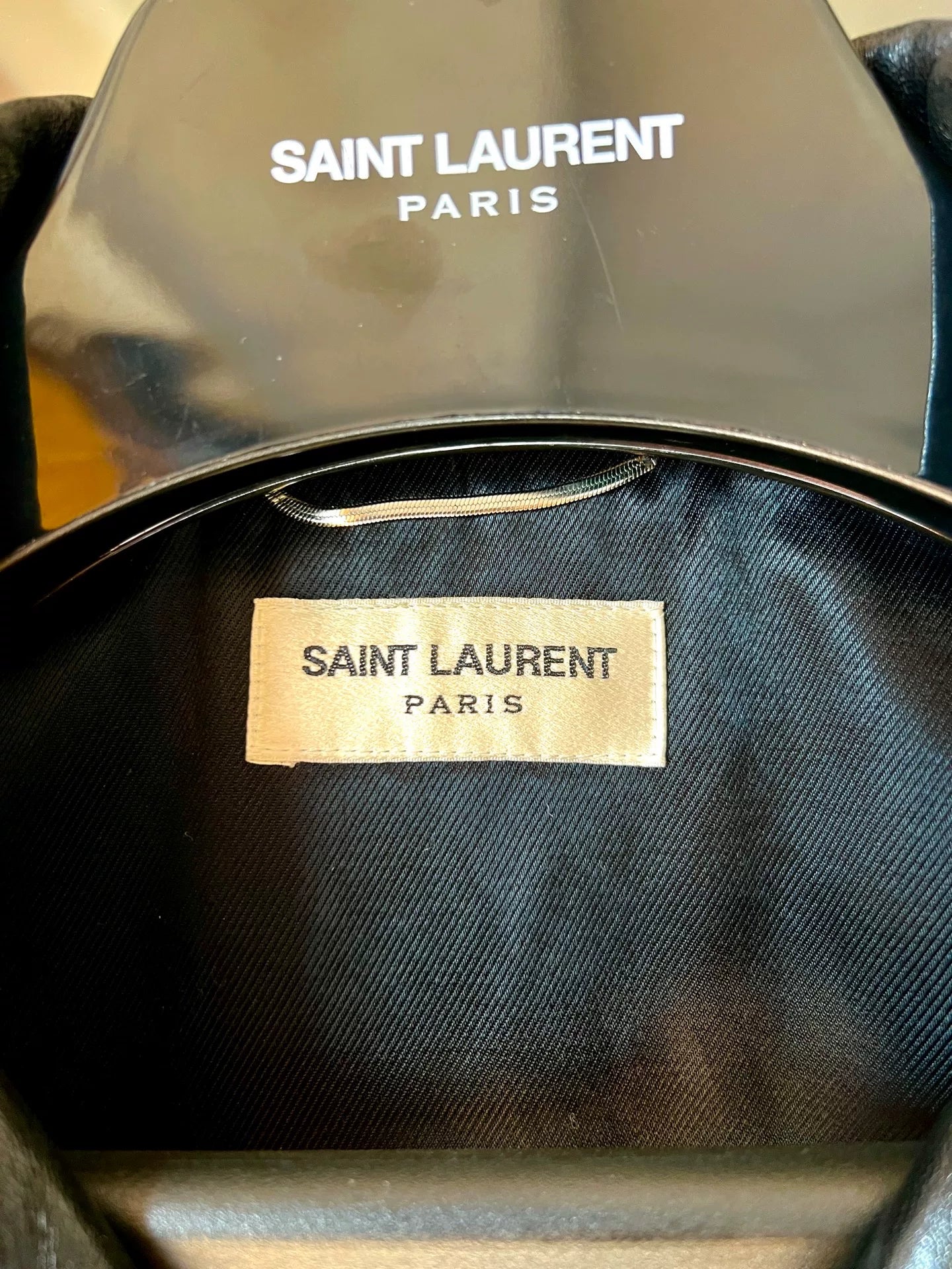 saint laurent black leather biker jacket
