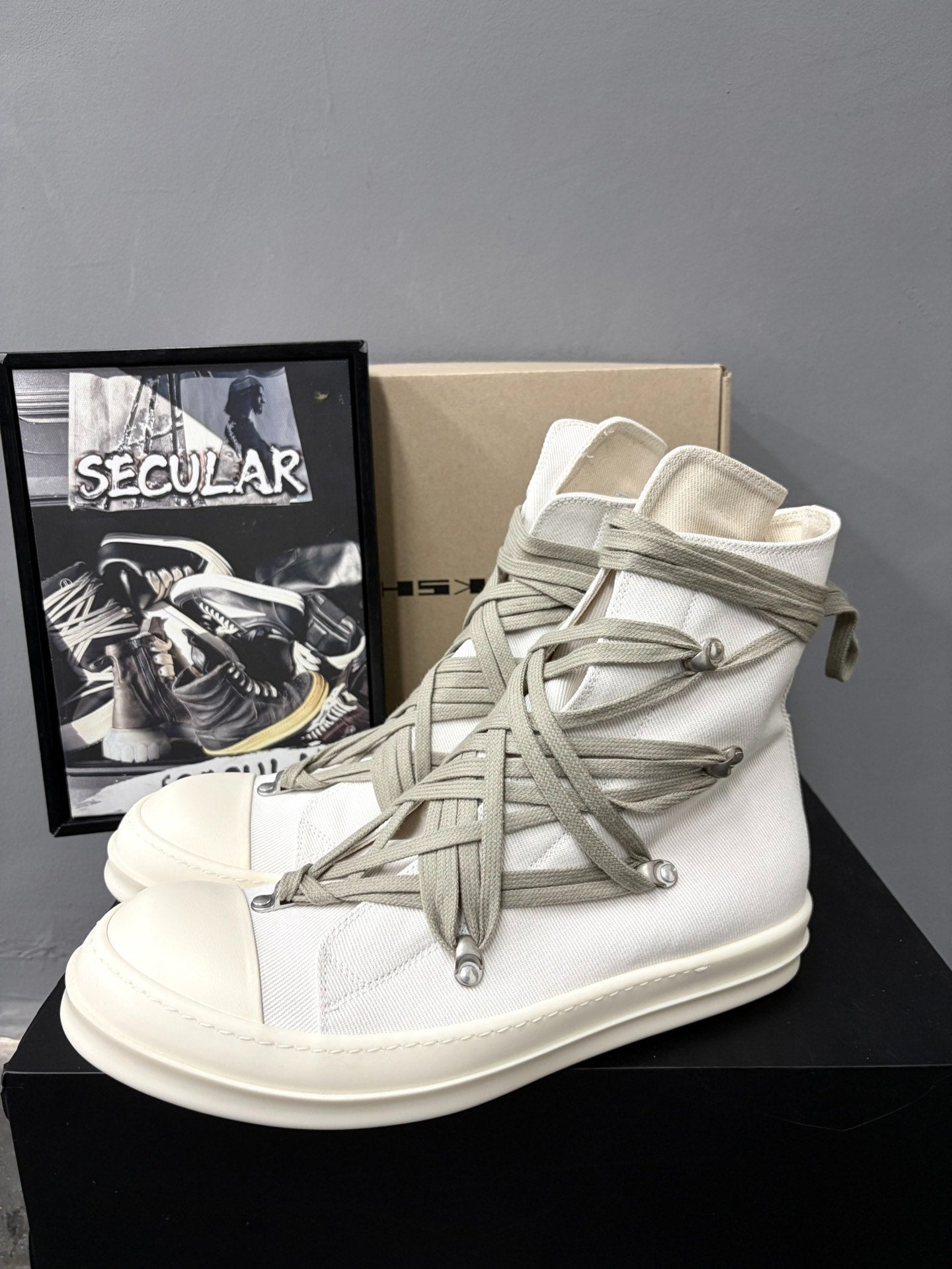 Rick Owens DRKSHDW White High-Top Sneakers